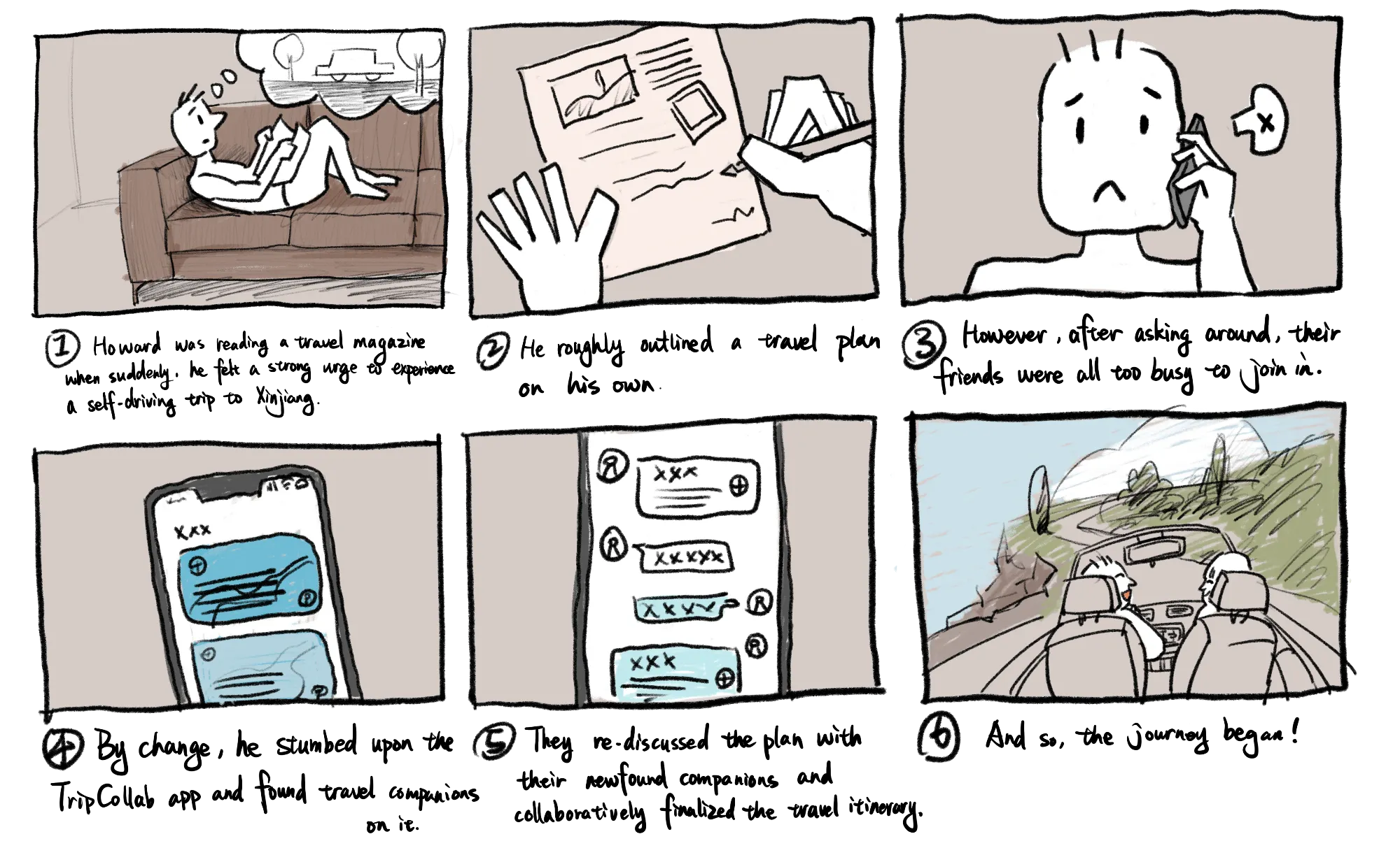 TripCollab app storyboard.